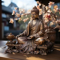 Gordijnen buddha statue in the garden © maryam