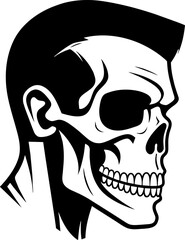 The skull icon. Black silhouette of a human skull. Vector illustration isolated on a white background for design and web.