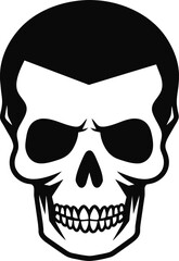 human skeleton skull logo, skull silhouette isolated on white background. skull vector, horrible human skull head silhouette clip art