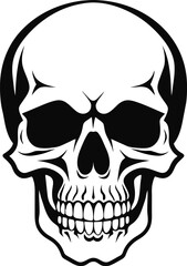 The skull icon. Black silhouette of a human skull. Vector illustration isolated on a white background for design and web.