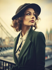 Retro Portrait of Unknown Young Woman from the turn of the Century Around 1880 to 1930 Wallpaper Background Card Cover Digital Art