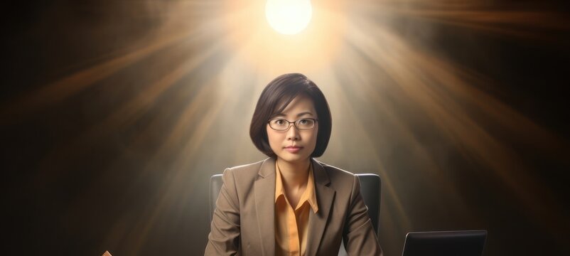 Asian Woman Human Resources Manager Occupation Attractive Backdrop Generative AI