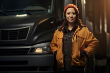 Asian Woman Industrial Truck Operator Professional Concept Generative AI