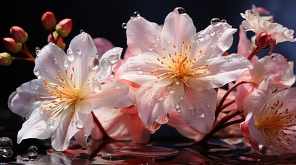 Pink lily flower with water drops