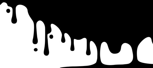 Black liquid is dripping. Paint dripping on a white background. Black paint drips. Grunge texture. Templates for design, banners, creativity.