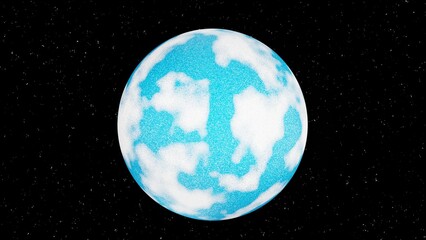 3d abstract blue sky planet in space with glowing stars. Calming dreamy aura y2k retro background 4k 