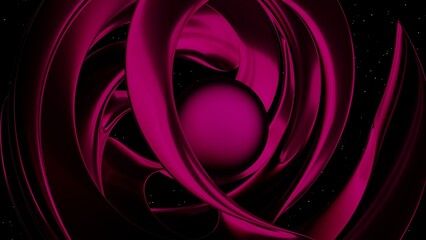 3D luxury abstract purple violet morph fluid object. Sphere in space calming background. Retro style 4k 