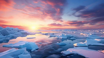 Gardinen Stunning sunset over ice floe landscape © olegganko