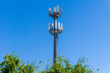 Cell Phone Tower with blue background