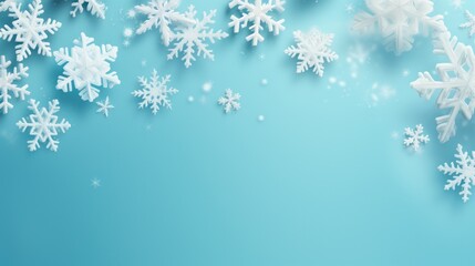 Fototapeta na wymiar white snowflakes on light blue background