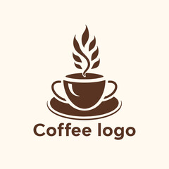 Vector simple and minimal Coffee Logo, Coffee cafe design Concept with white background 