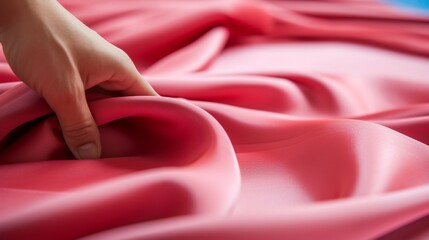 A close-up of spandex fabric being stretched. - obrazy, fototapety, plakaty