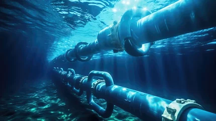 Papier Peint photo Lavable Naufrage Oil pipeline underwater, Underwater pipeline for gas or oil transport.