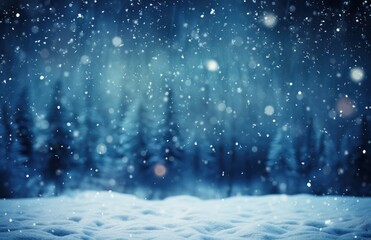 Naklejka premium winter landscape background with snow falling