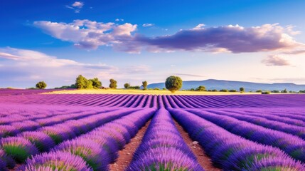 tranquil scene with beautiful lavender field at morning
