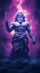 God Statue in Space God in Galaxy Atmosphere Stone Statue of God in Universe Old God in purple Space God in Heaven Sculpture of God