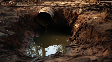 A contaminated well with unsafe drinking water.