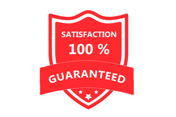 Customer satisfaction 100 percent guaranteed red badge vector isolate on white background
