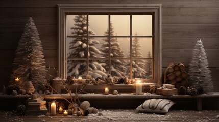 A cozy Yule log-inspired wall mockup for a warm and inviting winter ambiance, ideal for holiday art.
