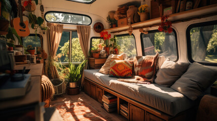 Obraz na płótnie Canvas a comfortable mobile home. vanlife concept
