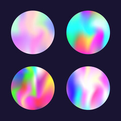 Hologram abstract backgrounds set. Holographic gradient.
