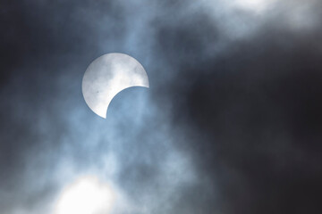 Unfiltered cropped image of a partial (annular) solar eclipse October 14, 2023.
