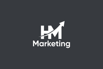 H M Letter And Arrow Marketing Logo Vector Template