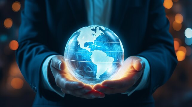 Photo of a person holding a glass globe in their hands