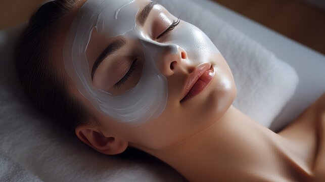 Photo of a woman receiving a rejuvenating facial mask treatment