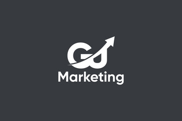 GU Letter And Arrow Marketing Logo Vector Template