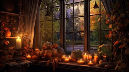 Candles in church. AI generated art illustration.
