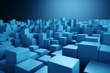 Assortment of blue 3D blocks create a barrier. Professional context. Generative AI