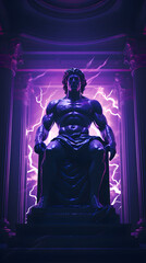 God Statue in Space God in Galaxy Atmosphere Stone Statue of God in Universe Old God in purple Space God in Heaven Sculpture of God