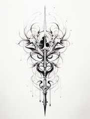 Skull Spider Web Net Bug Bat Halloween Rose Pattern Tattoo Print Stamp Artificial Intelligence