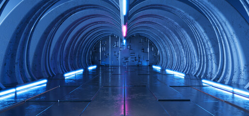 Futuristic background. Corridor for your product. Neon Laser. Technology background. Futuristic...