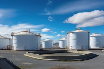 Obraz premium Tank farm with rows of oil storage tanks.