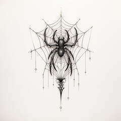 Skull Spider Web Net Bug Bat Halloween Rose Pattern Tattoo Print Stamp Artificial Intelligence