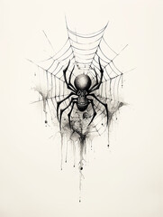 Skull Spider Web Net Bug Bat Halloween Rose Pattern Tattoo Print Stamp Artificial Intelligence