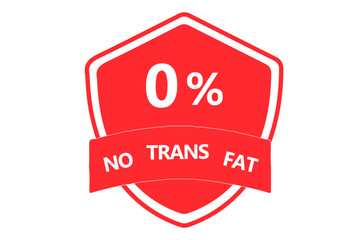 No trans fat 0 percent, red badge label with shadow ,vector design for your product, isolate on white background