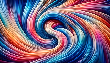 A sinuous and vibrant structure of interwoven colours forming a vortex. This graphic composition evokes movement, energy and the beauty of the kaleidoscope.