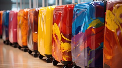 Colorful suitcases for long trips