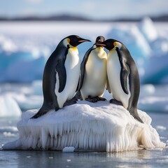 Obraz premium penguins waddling on ice floe