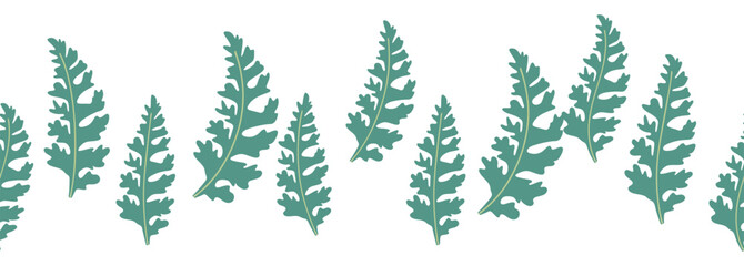 Leaves decorative, algae horizontal border seamless pattern - obrazy, fototapety, plakaty