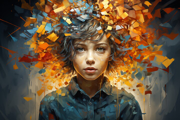 Illustration of Mind of a girl with Autism Spectrum Disorder