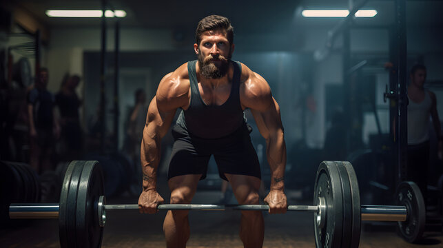 Gym Guy Training Man at the Gym with Gym Outfit. Man Training with Weights Bodybuilding Powerlifting