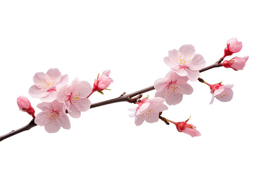 Fototapeta pink cherry blossom isolated on white, png, cut-out, Beautiful sakura flowers