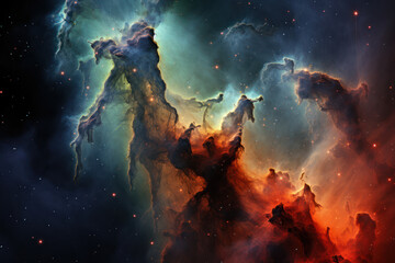 An image of the Pillars of Creation in the Eagle Nebula, highlighting the birth and evolution of...