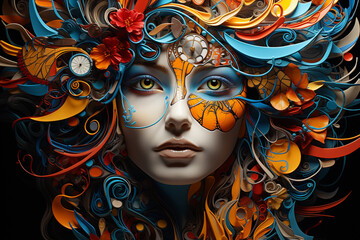 Abstract illustration that visualizes the complex and labyrinthine nature of the Borderline Personality Disorder mind, using intricate patterns to symbolize the tangled thoughts and emotions