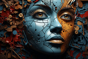 Abstract illustration that visualizes the complex and labyrinthine nature of the Borderline Personality Disorder (BPD) mind, showing the tangled thoughts and emotions