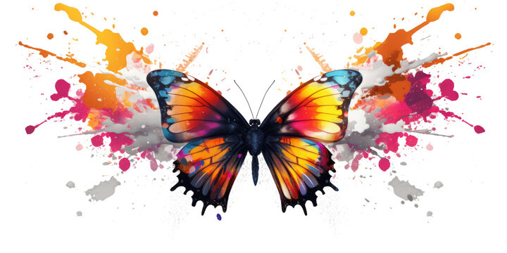 Abstract closeup butterfly vector isolated on transparent background.